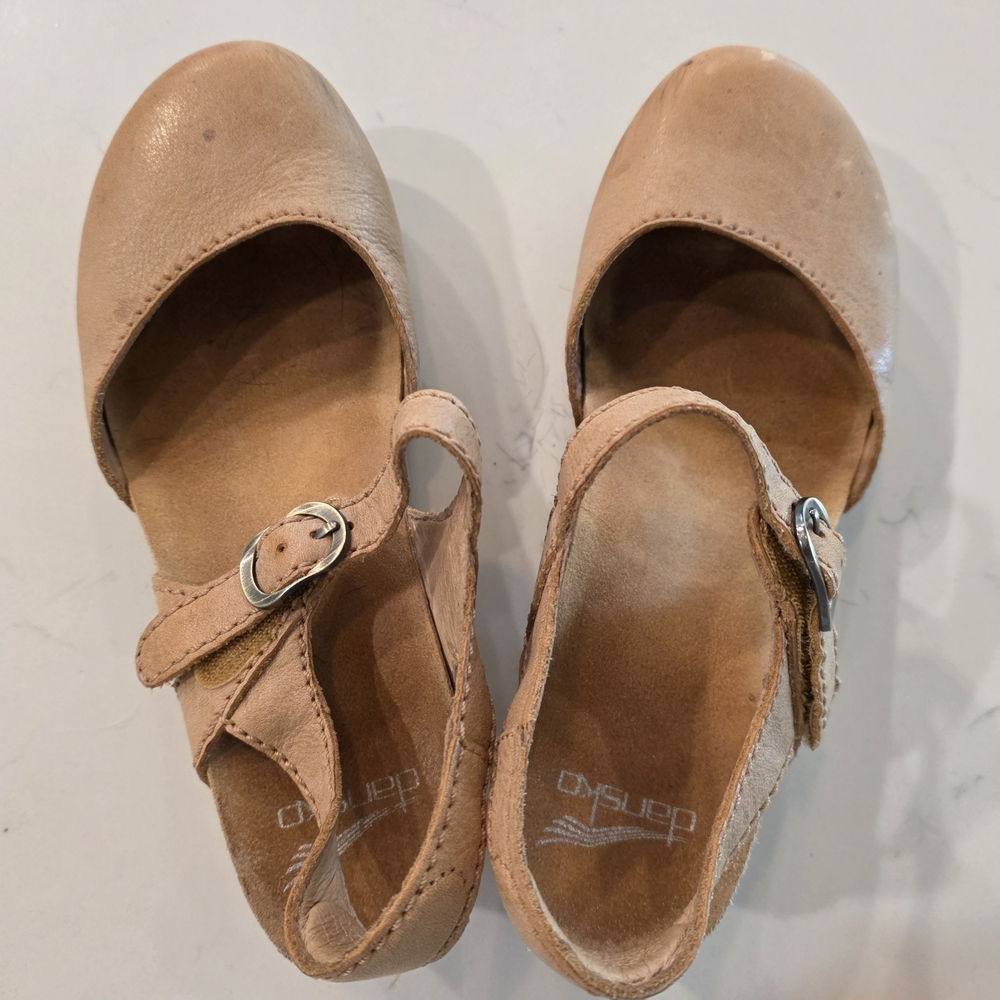 Dansko Tan Leather Mary Jane Shoes
